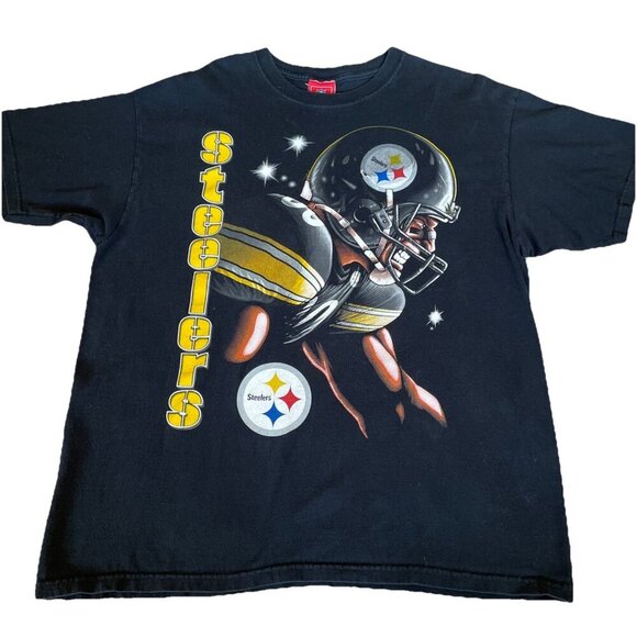 Vintage Pittsburg Steelers T Shirt Adult XL Black NFL Football 100% Cotton - Picture 1 of 7